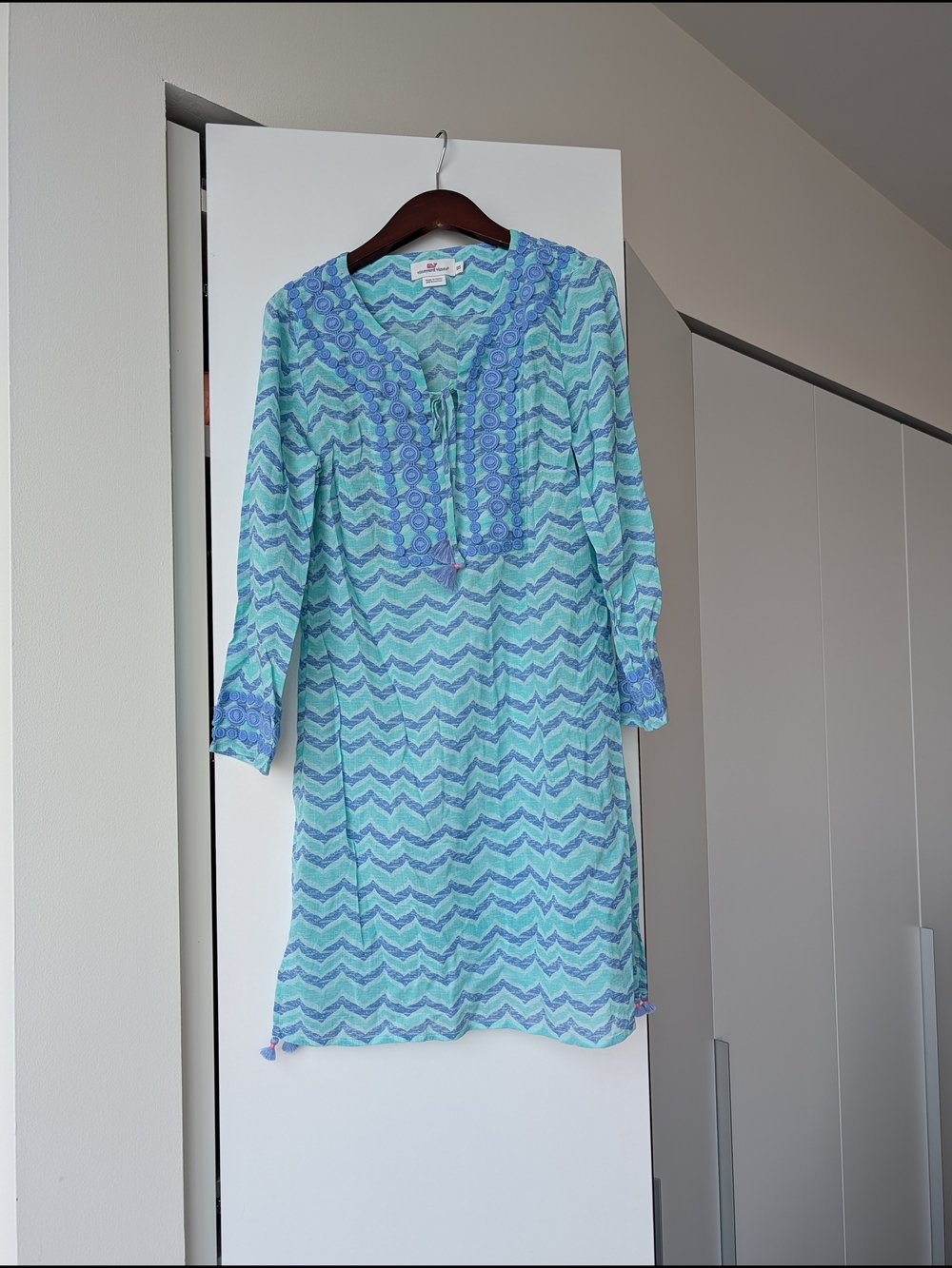 Vineyard Vines Aqua & Blue Chevron Swim Coverup